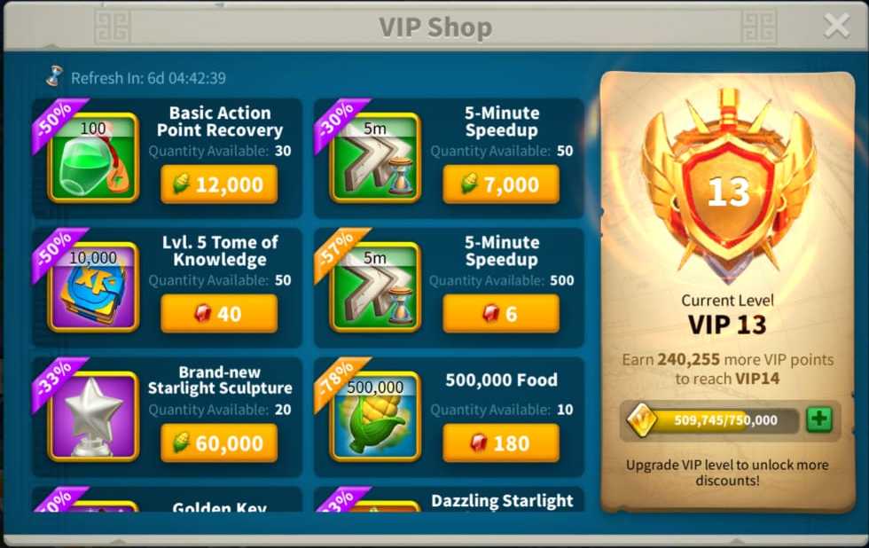 getting action points in rise of kingdoms with vip shop