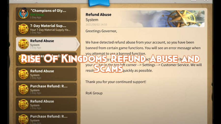 Rise Of Kingdoms Refund Abuse and Scams