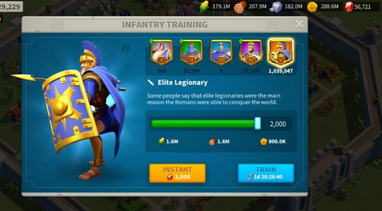 Rise of Kingdoms Tier 5 gold cost