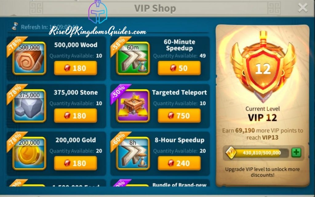 VIP Shop Rise Of Kingdoms
